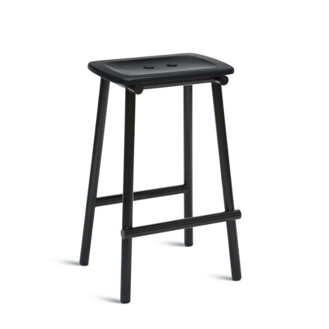 TUBBY TUBE counter stool - Black with Black ash seat