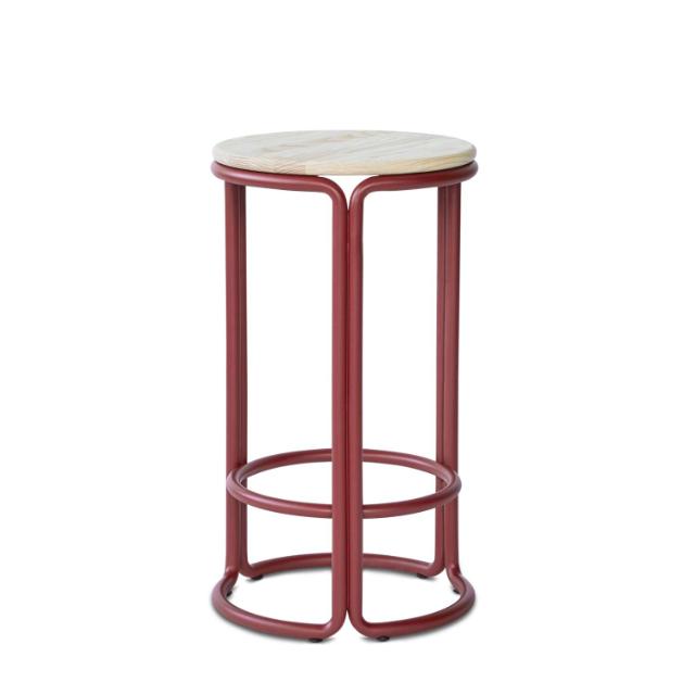 HARDIE counter stool - Basque Red frame with natural ash seat