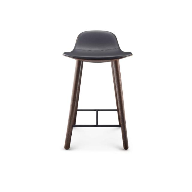Yuuga barstool - Smoked oak w. black leather - 65 cm