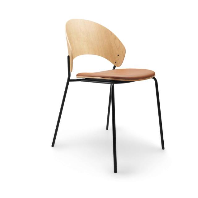 Dosina dining chair - Oiled oak w. cognac leather upholster