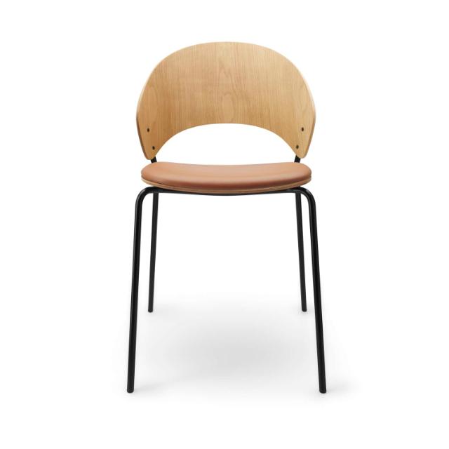 Dosina dining chair - Oiled oak w. cognac leather upholster