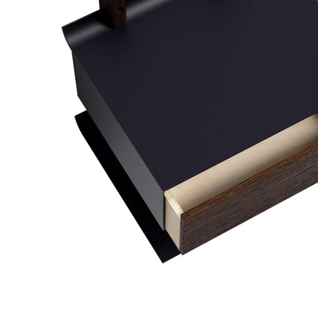 Smile Bedside Table Shelf - Smoked Oak/Black