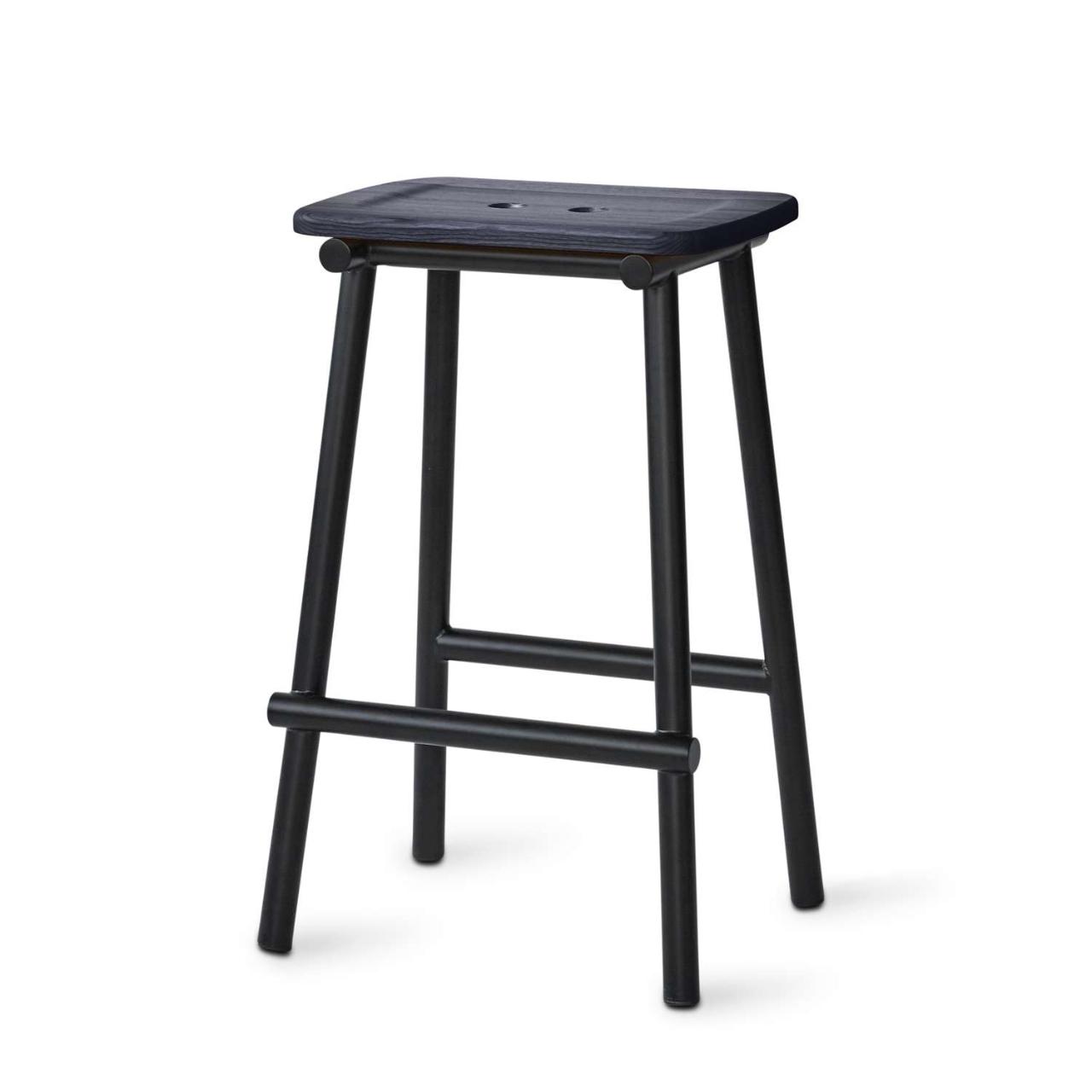 TUBBY TUBE counter stool - Black with Navy Blue ash seat