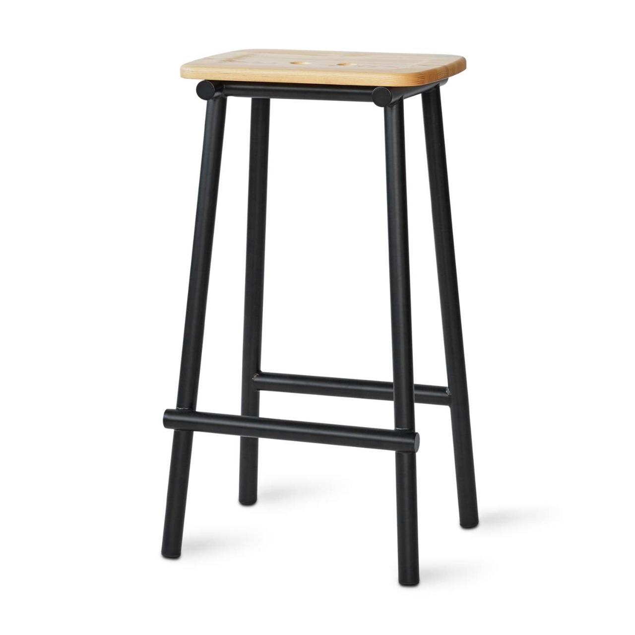 TUBBY TUBE bar stool - Black with natural ash seat