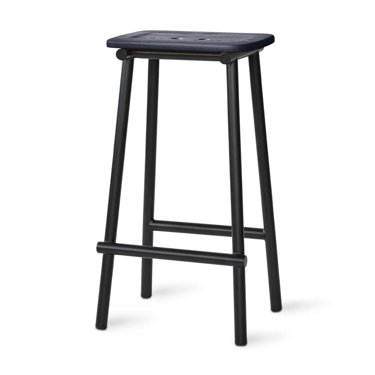 TUBBY TUBE bar stool - Black with Navy Blue ash seat