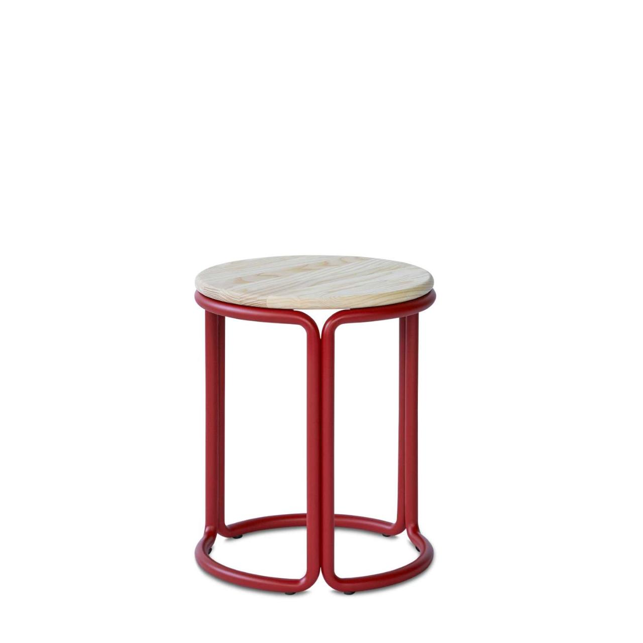 HARDIE stool - Basque Red frame with natural ash seat