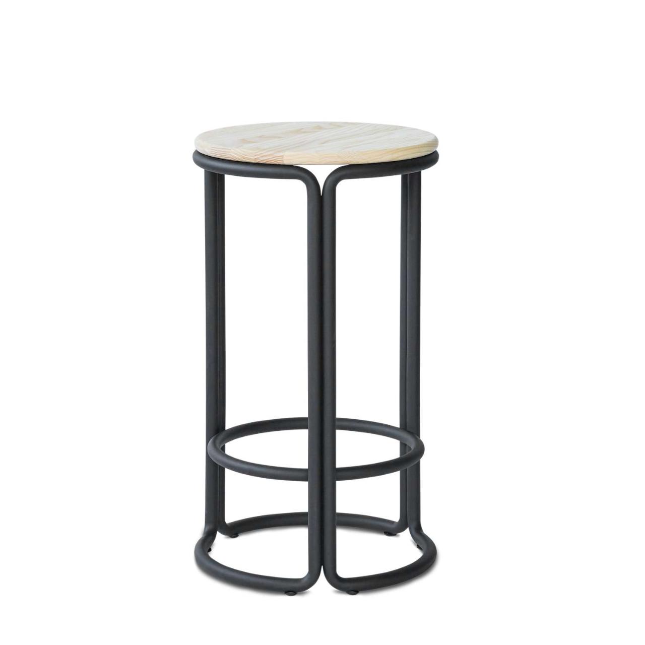 HARDIE counter stool - Black frame with natural ash seat