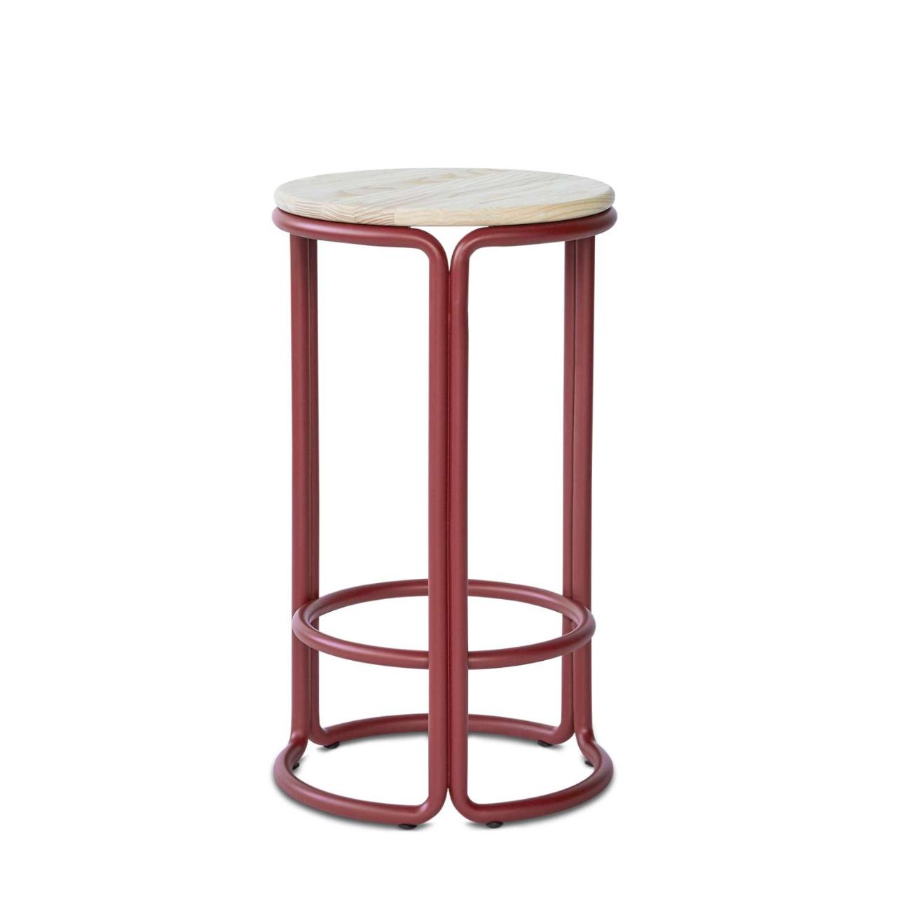 HARDIE counter stool - Basque Red frame with natural ash seat