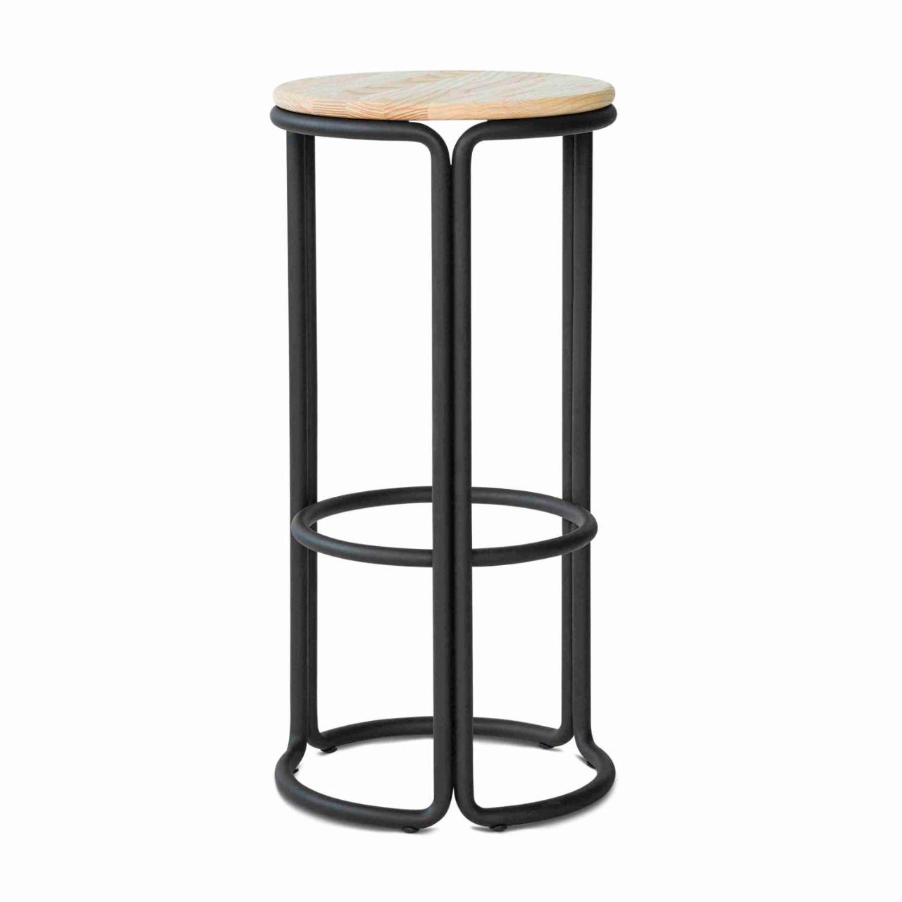 HARDIE bar stool - Black frame with natural ash seat
