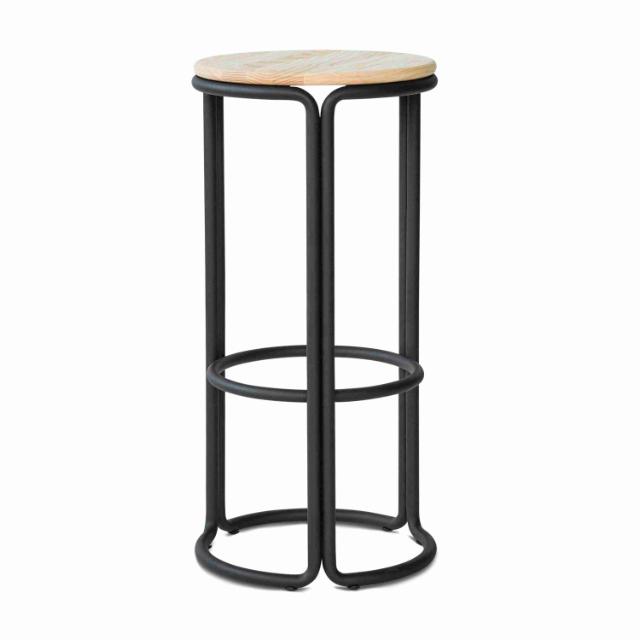 HARDIE bar stool - Black frame with natural ash seat