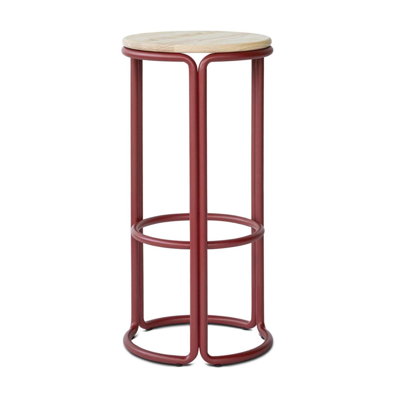 HARDIE bar stool - Basque Red frame with natural ash seat