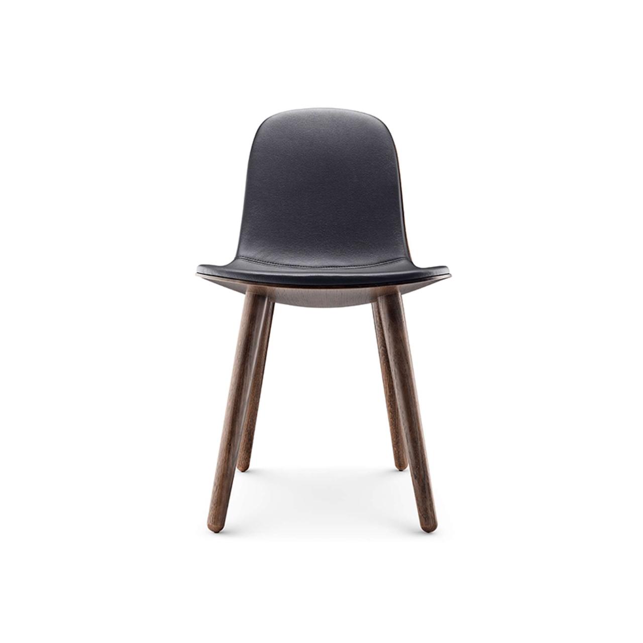 YUUGA dining chair Oak smoked,  leather black