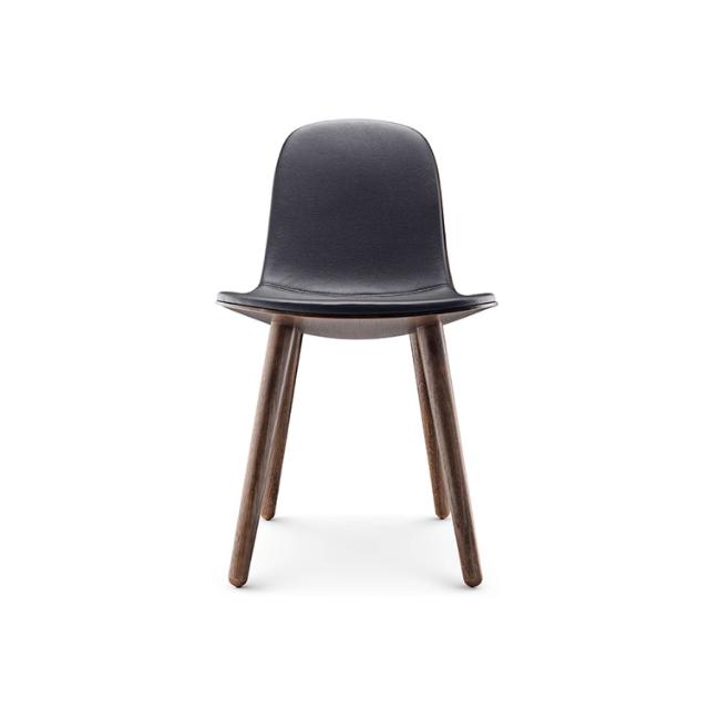 YUUGA dining chair Oak smoked,  leather black
