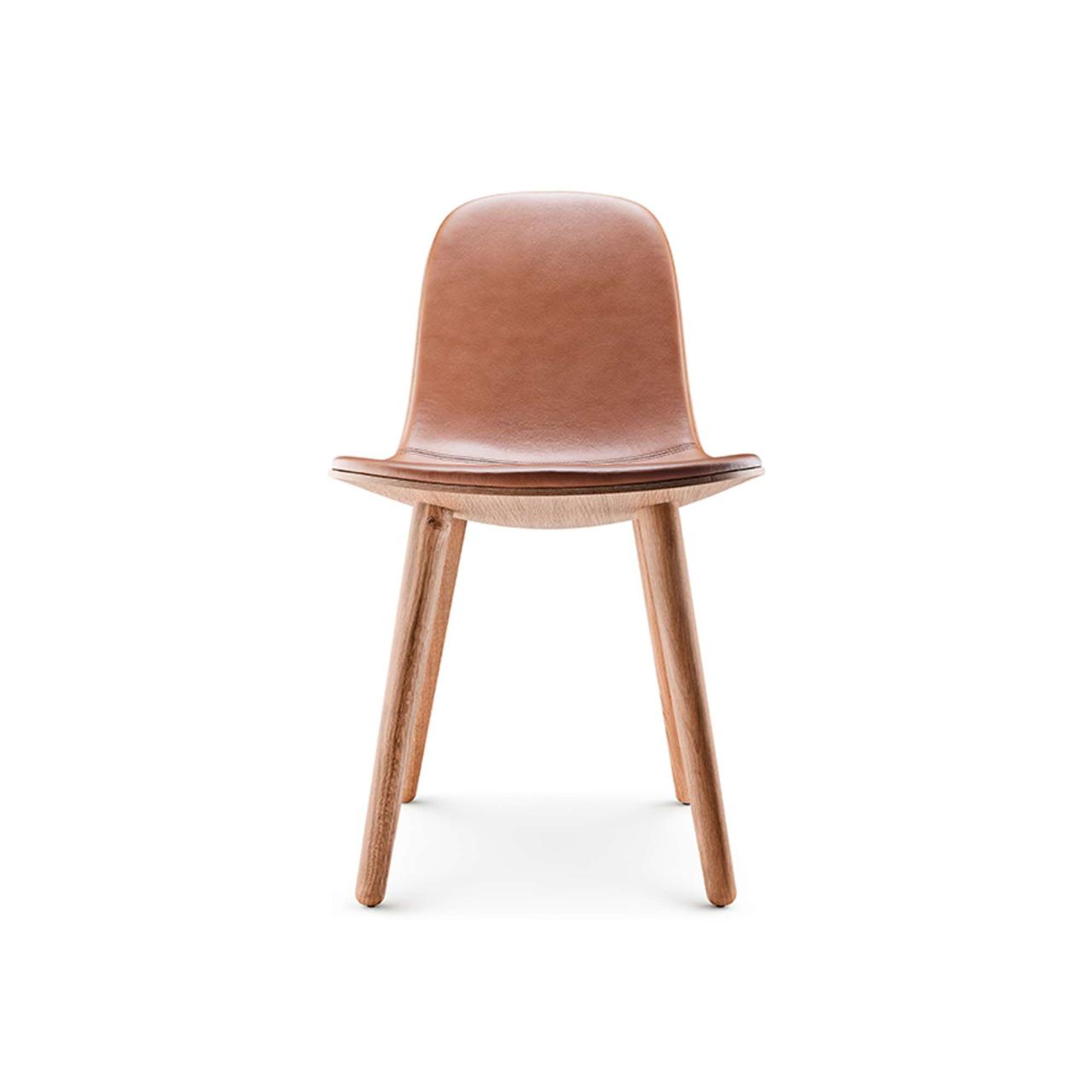 YUUGA dining chair Oak nature, leather Cognac