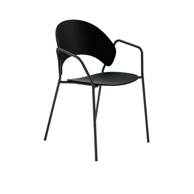 Dosina dining chair with armrest - Black oak