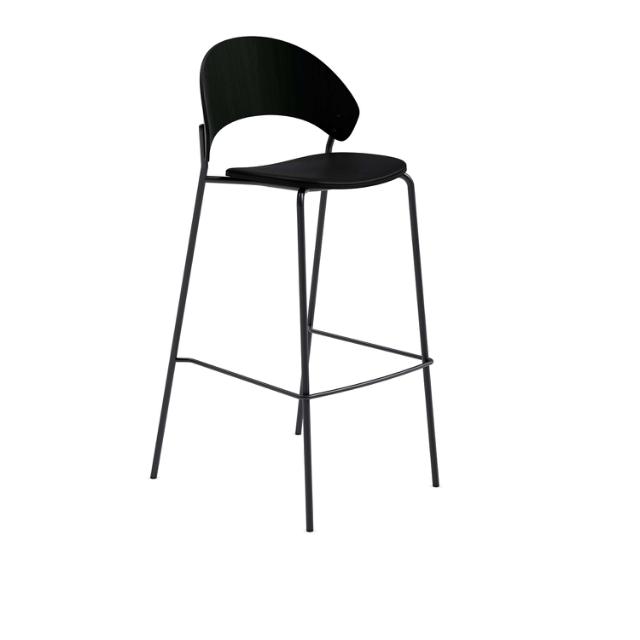 Dosina barstool - 75 cm - Black oak w. black leather upholster