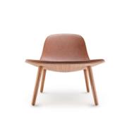 YUUGA lounge chair Oak nature, leather cognac