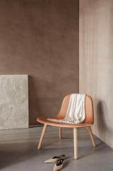 YUUGA lounge chair Oak nature, leather cognac