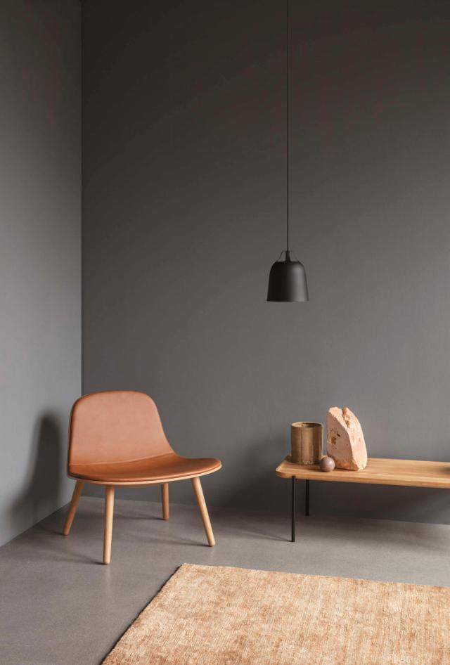 YUUGA lounge chair Oak nature, leather cognac