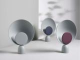 BLOOPER table lamp Ash Grey with Navy Blue disc