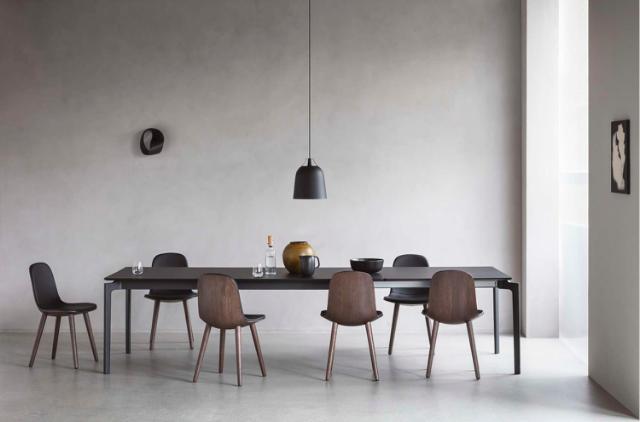 YUUGA dining chair Oak smoked,  leather black