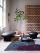 ANZA coffee table - ø65x29 cm - black marquina marble/stained black oak