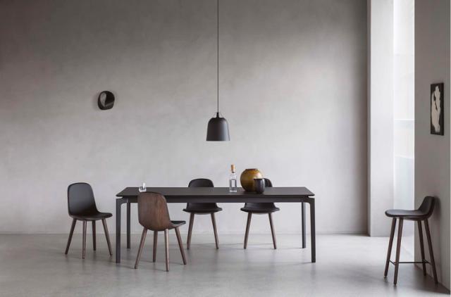 YUUGA dining chair Oak smoked,  leather black