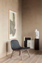 YUUGA lounge chair Oak smoked, leather black