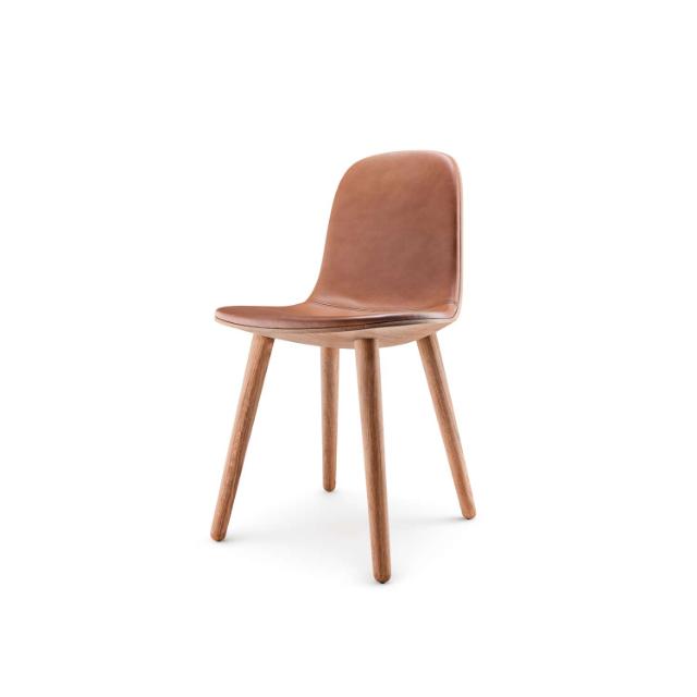 YUUGA dining chair Oak nature, leather Cognac