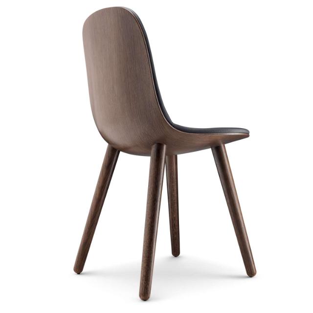 YUUGA dining chair Oak smoked,  leather black