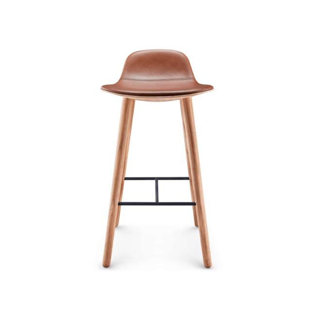 Yuuga barstol - Olieret eg m. cognac læder - 75 cm