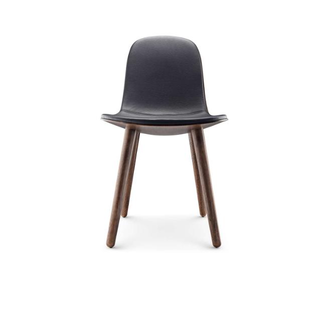 YUUGA dining chair Oak smoked,  leather black