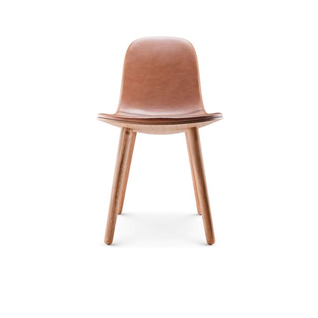 YUUGA dining chair Oak nature, leather Cognac